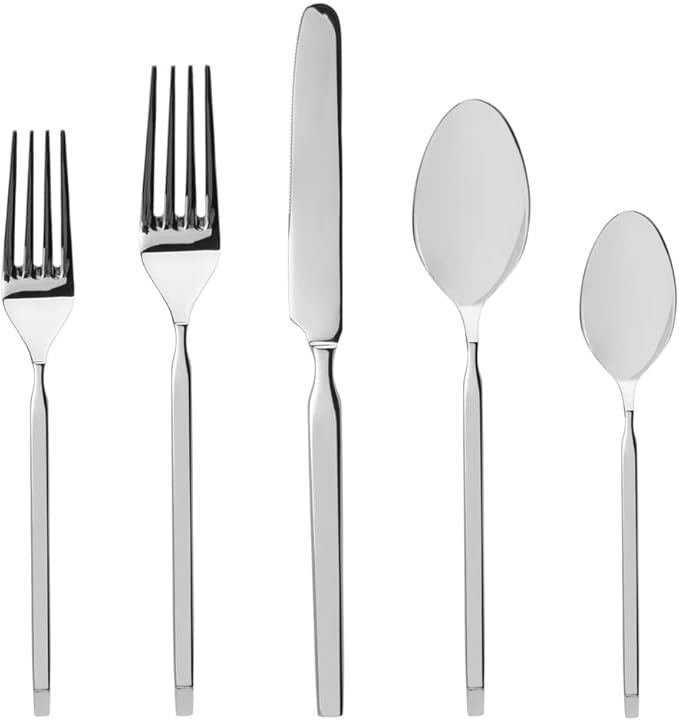 Godinger 20 Piece Flatware Set with 2 Forks, 2 Spoons and Knife, 18/0 Stainless Steel Ramp, Set of 4