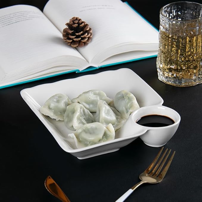Multi Purpose Appetizer Ceramic Tray Vinegar Bowl Elegant Sushi Cookie Serving Dishes Dipping Sauce Plate for Dumplings French Fries Snacks Homes Restaurants Design Sense Souvenirs