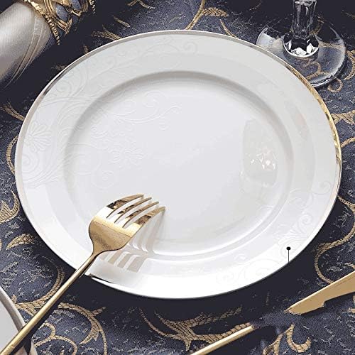Dinnerware Set 10Pieces Pure White Porcelain Dinner Plates Bone China Tableware Bowls Soup Plates Gravy Boat Service for 4