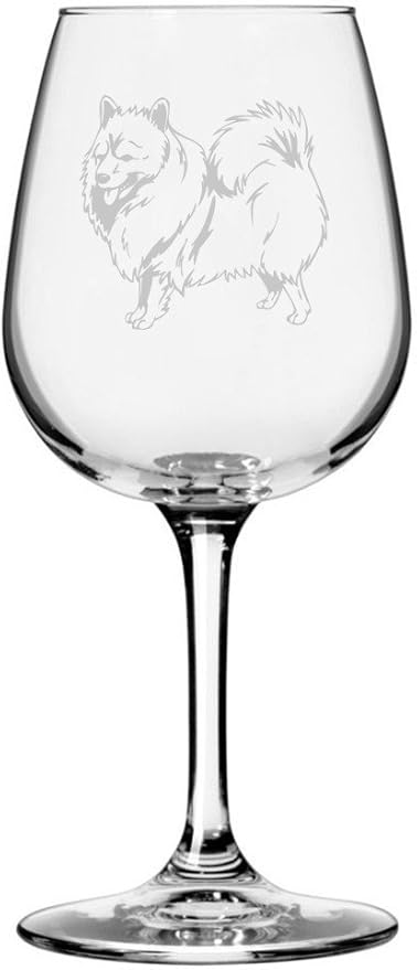 Etched Laser Art German Spitz Personalized Dog Themed Etched 12.75oz Wine Glass Custom Dog Breed Wine Glasses, Ideal for Pet Lovers, Unique Birthday Gift for Men & Women, Personalized Gift