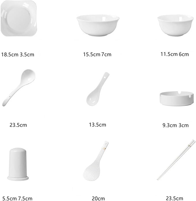 White Ceramic Dinnerware Set: Plates & Bowls for Kitchen, Microwave & Dishwasher Safe Dishes Collection (18pcs)