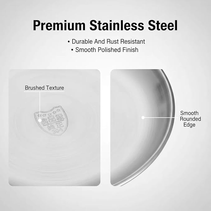 Pizza Pan 12 Inch (30cm) - XAUZIX Stainless Steel Round Serving Tray, Shallow Pizza Plate for Oven Baking, BBQ, Fruits, Party Platters - Dishwasher Safe