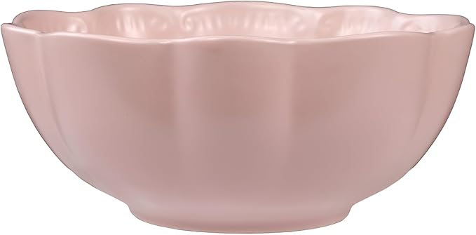 Sango 12 Pieces Scalloped Dinnerware Set, Modern Pink Dishes for 4, Premium Serving Plates & Bowls Sets, Chip & Scratch Resistant, Ceramic Dishware, Kitchen Dish, Microwave & Dishwasher Safe, Bethany
