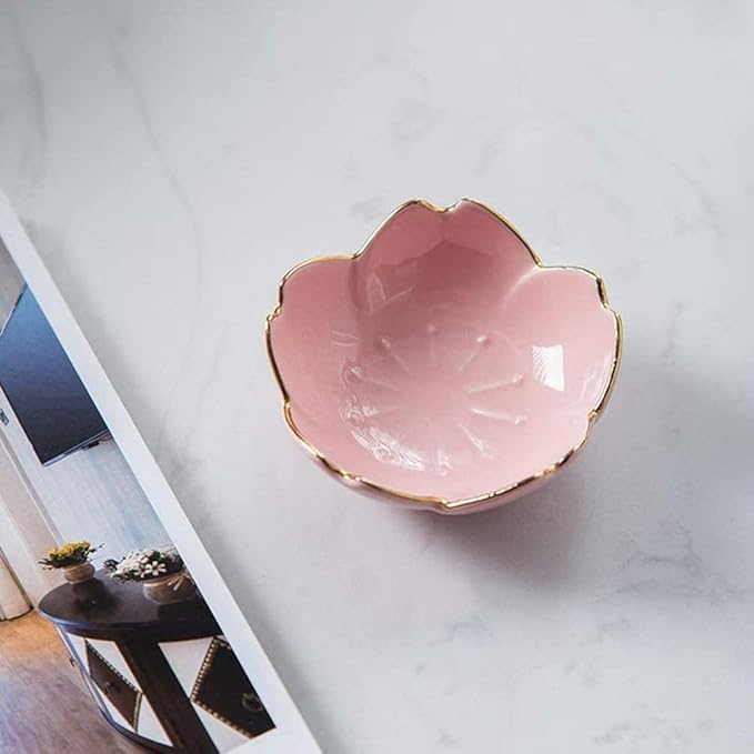 2pcs Ceramic Dip Bowls Sauce Dishes Seasoning Serving Bowl Sushi Soy Plate for Snack Sushi Fruit Appetizer Dessert-Pink