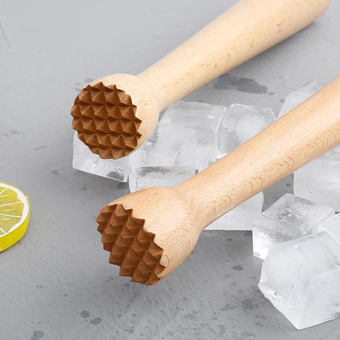 Wooden Muddler for Cocktails 10 Inches, Drink Muddler for Home and Bar, Sturdy Wood, Professional Bar Tool for Mojitos, Fruit Drinks, Set of 2