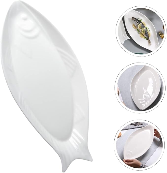 ABOOFAN Ceramic Fish Tray Snack Plate Pastry Serving Steamed Fish Plate Restaurant Food