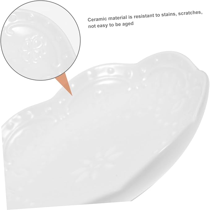 Flower Butterfly Embossed Ceramic Dipping Sauce Dish Set of 2 White Multifunctional Appetizer Plates for Snacks and Decorative Serving Bowls