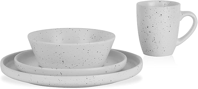 Stone Lain Jade Stoneware Dinnerware 16-Piece Service for 4, White