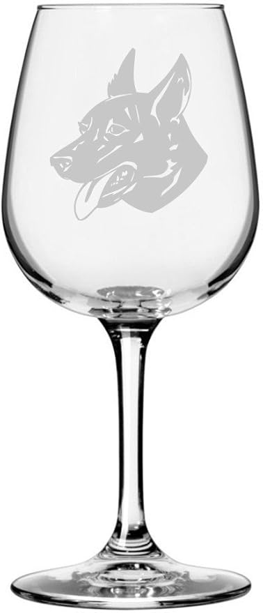 Etched Laser Art Cierny Sery Personalized Dog Themed Etched 12.75oz Wine Glass Custom Dog Breed Wine Glasses, Ideal for Pet Lovers, Unique Birthday Gift for Men & Women, Personalized Gift