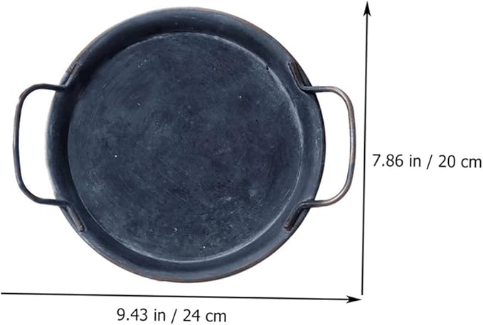 Happyyami Vintage Iron Storage Tray Serving Plate Decorative Decor Silver Decorative Tray Breakfast