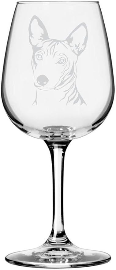 Etched Laser Art Basenji Customized Personalized Dog Themed Etched 12.75oz Wine Glass Custom Dog Breed Wine Glasses, Ideal for Pet Lovers, Unique Birthday Gift for Men & Women, Personalized Gift