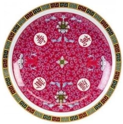 LG-1012 12 in. Melamine Round Plate with Chinese Style Red & White