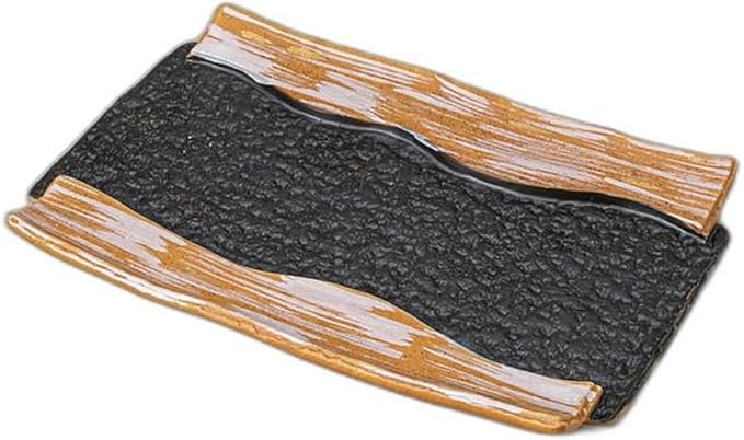 Shigaraki Gold and Silver Saikonohonpo Plate (9.3 x 6.5 x 0.8 inches (23.5 x 16.5 x 2 cm) | Appetizer Plate, Setomonohonpo