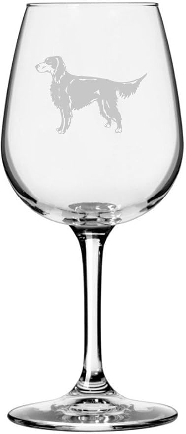 Etched Laser Art Gordon Setter (Alternate) Personalized Dog Themed Etched 12.75oz Wine Glass Custom Dog Breed Wine Glasses, Ideal for Pet Lovers, Personalized Birthday Gift for Men & Women