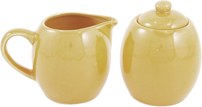 Sahara Sand Ceramic Creamer and Sugar Service Set with Lid