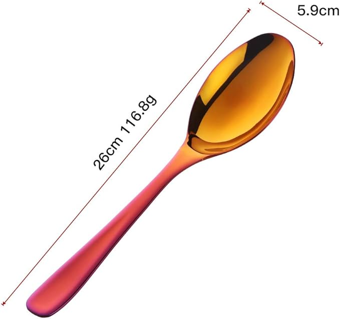 Buffet Serving Spoons, Stainless Steel 10 Inch Orange Red Server Set of 2, Large Salad Serverware Utensils, Dishwasher Safe