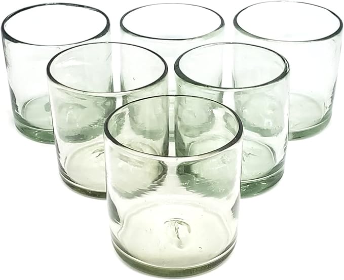 MexHandcraft Clear 12 oz Large DOF Glasses (set of 6), Recycled Glass, Lead-free, Toxin-Free (12oz Large DOF)
