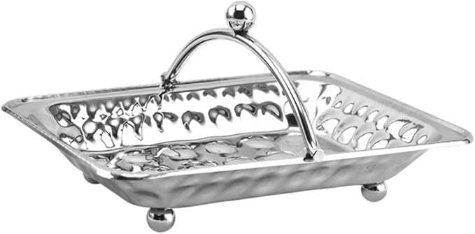 Generic Metal Vanity Tray Stainless Steel Serving Tray Easy to Clean Guests Hand Towel Storage Tray Napkins Holder for Makeup Bathroom, Silver