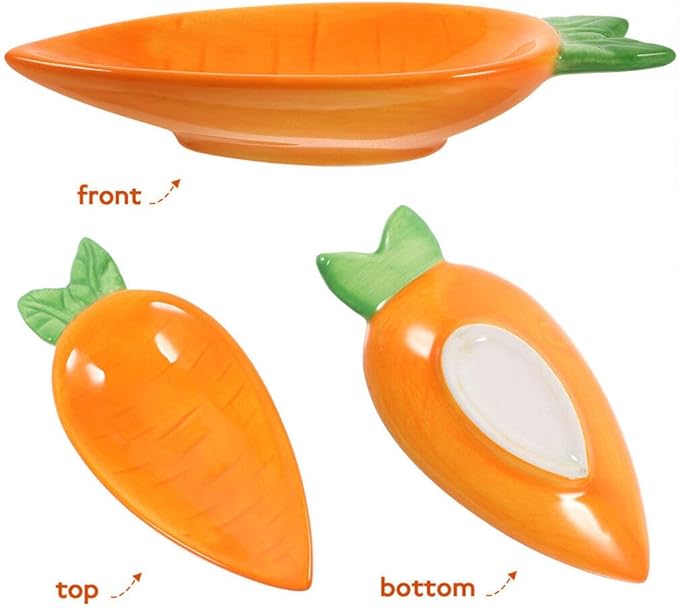 2pcs Ceramic Dishes Sauce Plates Easter Carrot Plates Tasting Dishes Ingredient for Prep Sushi Plate Digging Plate Dip Dessert Carrot Shape Bowls