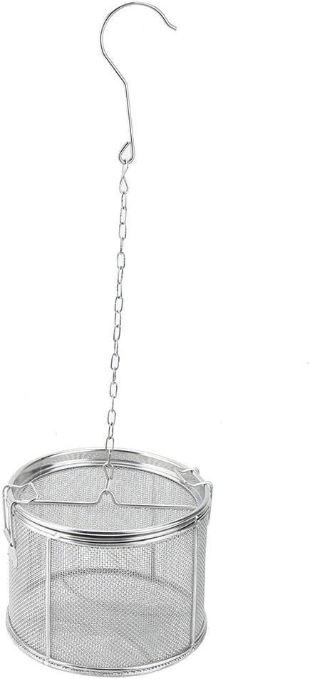 AUNMAS Tea Infuser, Stainless Steel Wire Mesh Design, Multifunctional Seasoning Strainer Basket Filter, with Chain & Hook, Silver 10x10cm
