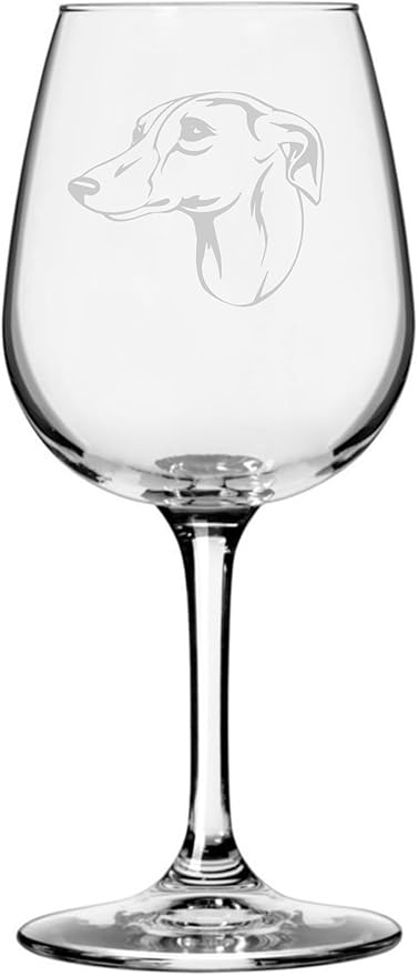 Etched Laser Art Personalized Dog Themed Etched Wine Glass - Custom Dog Breed Wine Glasses, Ideal for Pet Lover, Personalized Birthday Gift for Men & Women - Whippet (Alternate) Customized, 12.75 oz