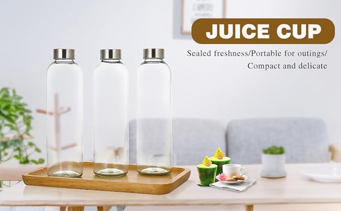 Eclaro 6-Pack Multipurpose Glass Cups, 25oz - Ideal for Soy Milk, Smoothie, Beverage - Durable Heavy Base, Dishwasher Safe for Party & Daily Use
