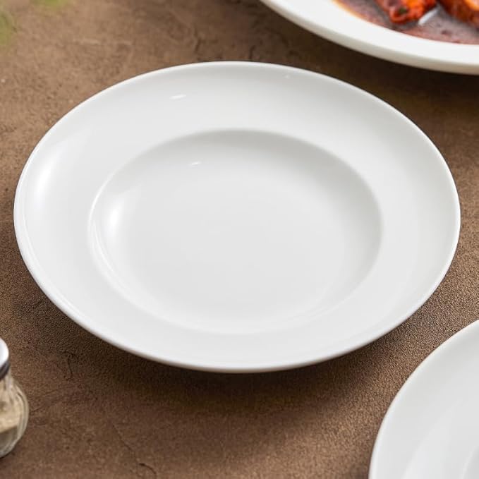 Appetizer Plates Plate Tableware Deep Soup Plate Large Vegetable Plate Household White Ceramic Plate Cheap Plates(Large)