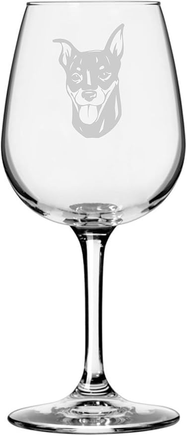 Miniature Pinscher (Min Pin) Dog Personalized Custom Themed Etched 12.75oz Wine Glass