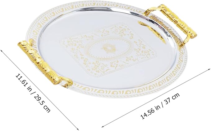 LIFKOME Stainless Steel Serving Tray Lid Countertop Fruit Stand Decorative Plate Ring Holder for Jewelry