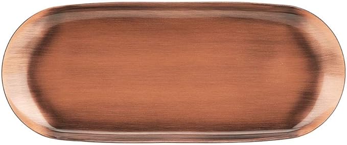 Oval Metal Trays, 9 x 7inch Stainless Steel Decorative Tray Serving Plate Vanity Trays Bathroom Candle Trays Fruit Snacks Tray Red Copper