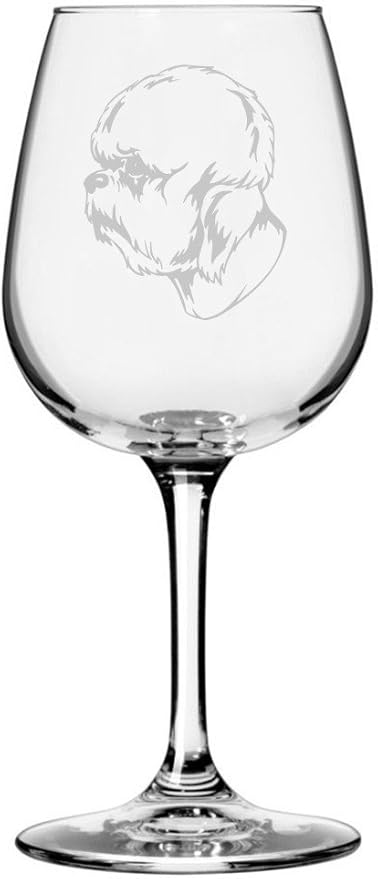 Etched Laser Art Dandie Dinmont Terrier Personalized Dog Themed Etched 12.75oz Wine Glass Custom Dog Breed Wine Glasses for Pet Lovers, Unique Birthday Gift for Men & Women, Personalized Gift