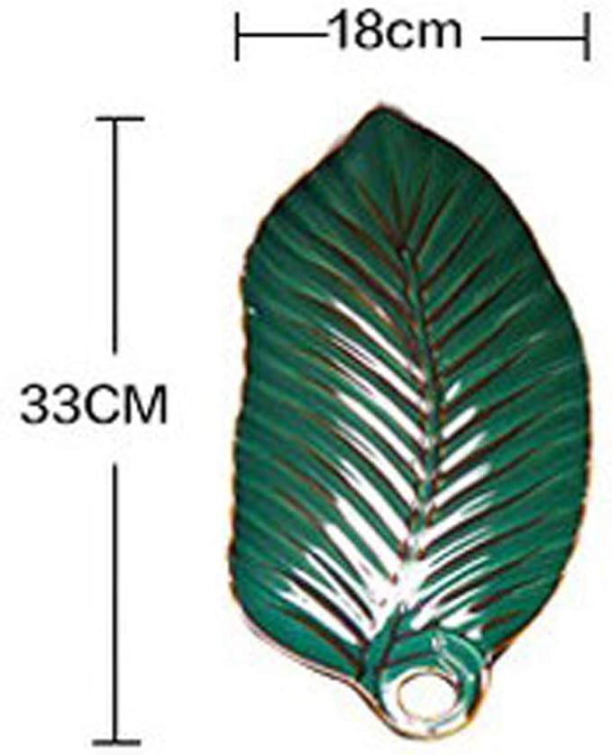SHINING Appetizer Plates Ceramic Leaf Shape Porcelain Saucers Bowl Sauce Dishes Sushi Dinnerware (Green)