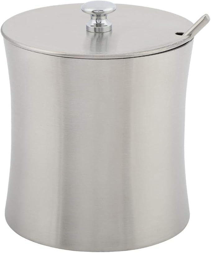Stainless Steel Sugar Bowl with Lid & Spoon, 400ml 13.5oz Seasoning Pot for Salt, Pepper, Spices, Condiments, Rustproof Condiment Jar with Non-Slip Base, Ideal for Home, Kitchen, Restaurant