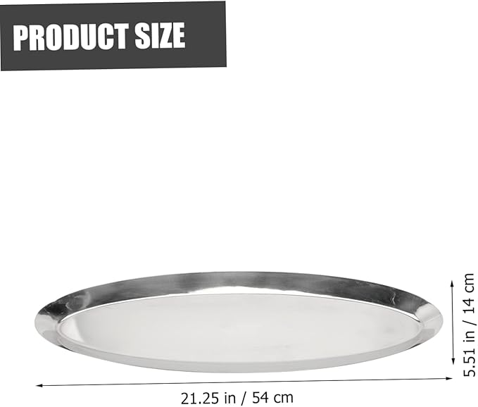 Stainless Steel Oval Snack Plate Heat-Resistant Food Serving Tray Sturdy Japanese Style Dish for and Appetizers for Parties and Restaurants