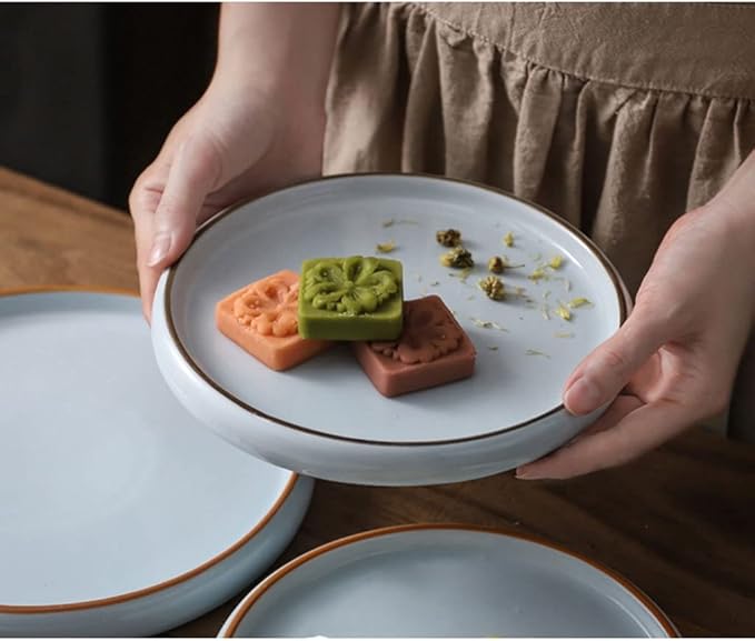 Kitchen Plates Ceramic Plate Fruit Serving Bowl Snack Plate Soup Plate Ramen Bowl Suitable for Dishwasher Oven Refrigerator and Microwave Restaurant Plates(Large)