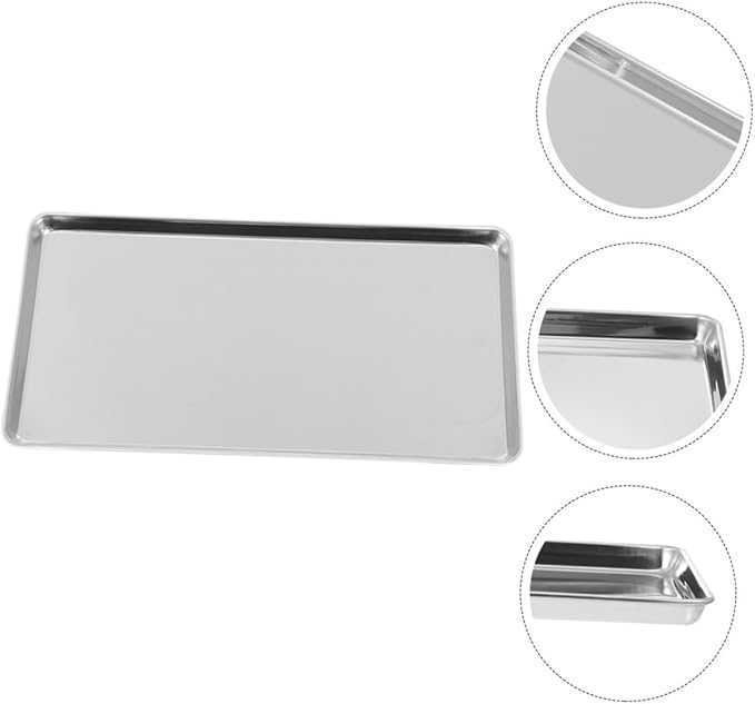 GLEAVI 2pcs Stainless Steel Steaming Tray Noodle Serving Tray for Restaurant and Hotel Use Food Presentation Platters