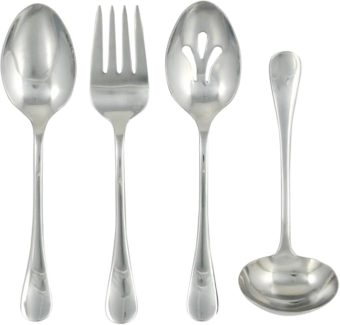 Ginkgo International Varberg 4-Piece Stainless Steel Flatware Stainless Steel Hostess Serving Set
