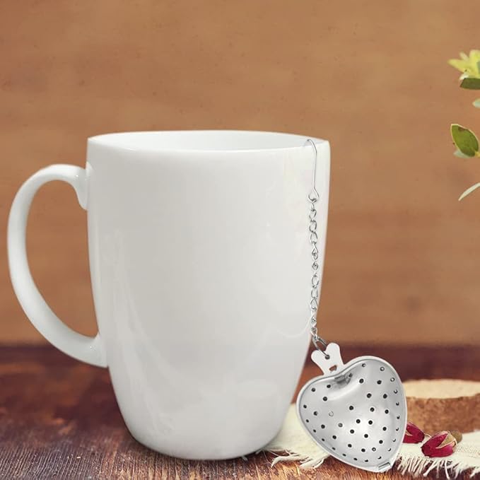 15Pcs Loose Leaf Tea Infuser Stainless Steel Tea Balls Tea Strainer Tea Interval Diffuser for Loose Tea Heart Shape Metal Tea Filters with Extended Chain Hook for Cup Bottle