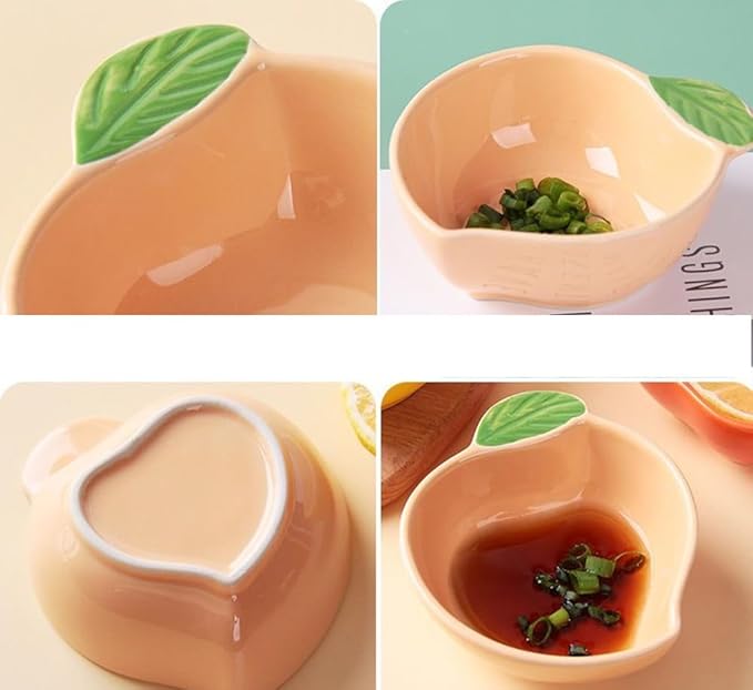 4pcs Ceramic Appetizer Plates Peach Shape Side Dishes Seasoning Plates