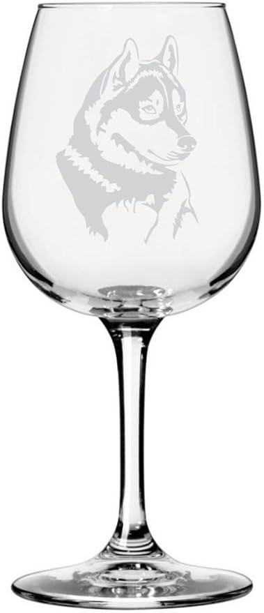 Husky Dog Personalized Custom Themed Etched All Purpose 12.75oz Wine Glass