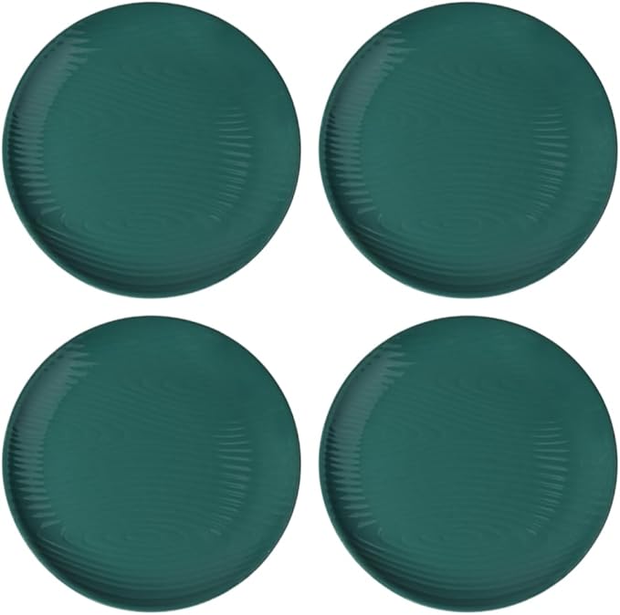 temp-tations by Tara Woodland Emerald Green Plates, Set of 4-8" Small Green Ceramic Plates for Salad, Microwavable, Dishwasher-Safe, Stoneware Dinnerware Sets, Premium Kitchen and Dining Dishes