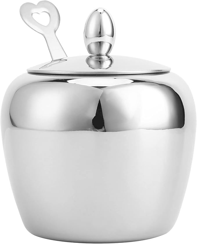 Sugar Bowl with Lid and Spoon 304 Stainless Steel Sugar Canister for Home Kitchen