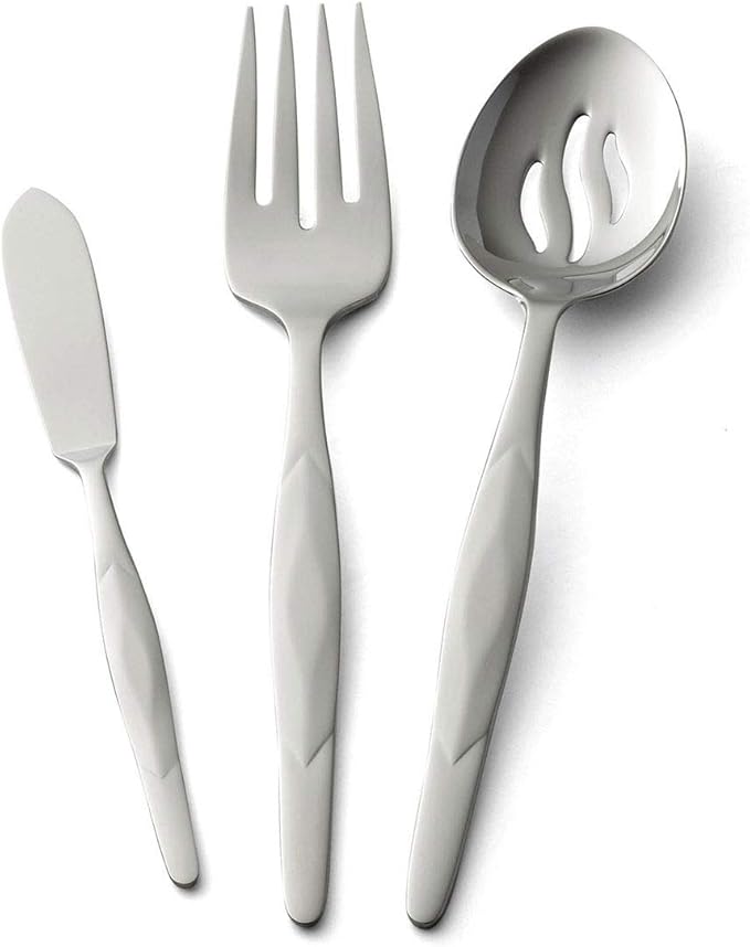 Cutco 3-Pc. Stainless Serving Set - Slotted spoon, Serving Fork, Butter Knife - Forever Guaranteed
