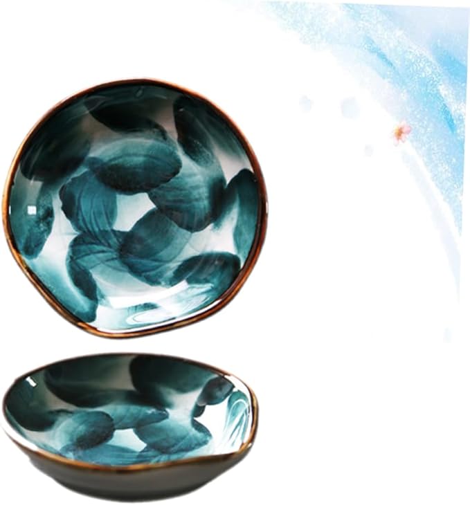 2pcs Handmade Ceramic Sauce Plates Retro Hand-painted Japanese Snack Dishes for Appetizers and Unique Tableware for Home and Restaurant Use