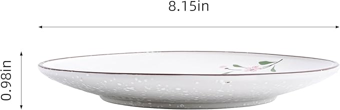 Ceramic Appetizer Plates, 8 Inch Dessert/Salad/Small Dinner Plates for Snacks, Side Dishes, Round Serving (24, Pink Sakura B)