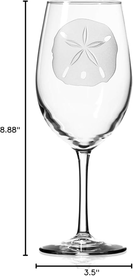 Rolf Glass Sand Dollar All Purpose Wine Glass 18 Ounce - Set of 4 Large Wine Glasses – Lead-Free Glass - Engraved Large Wine Glasses - Made in the USA