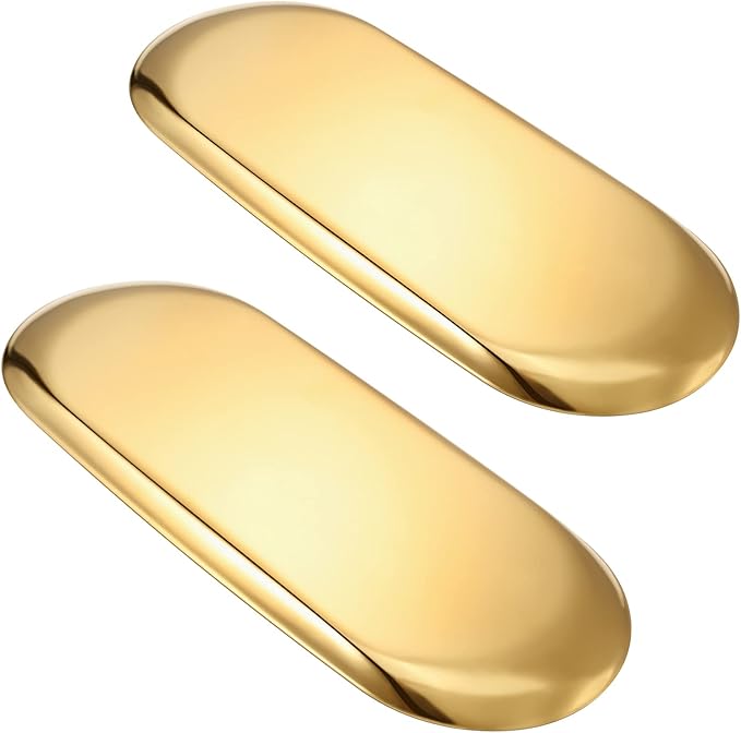 Set of 2 Golden Oval Stainless Steel Tray (30cm x 12cm) – Mini Coffee Table Tray for Jewelry, Cosmetic & Candle | Vacuum Coating – No Fading, No Discoloration