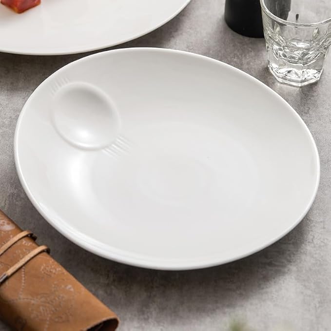 Appetizer Plates Ceramic White Plate Dish Plate Western Plate Steak Plate Modern Hotel Tableware Salad Plate Round Plate Cheap Plates(Small)