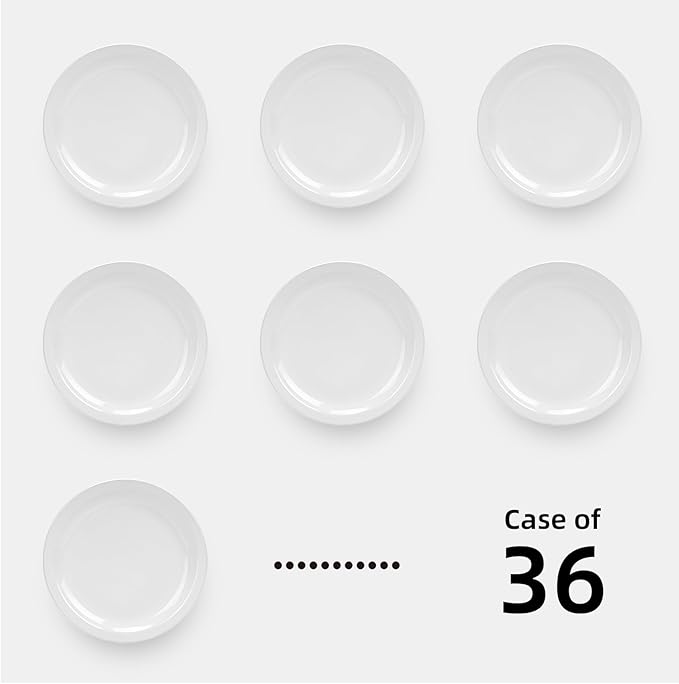 Stoneware Narrow Rim Commercial Grade Dinnerware, Bright White, Plate 7.25", Case of 36