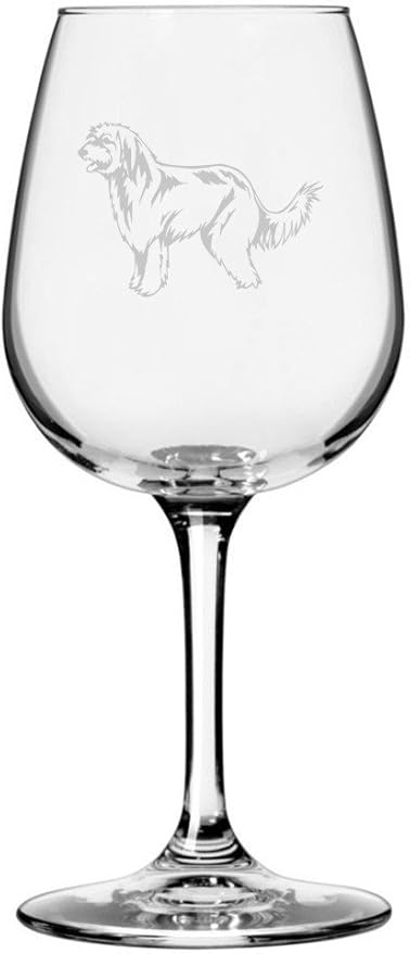 Etched Laser Art Personalized Dog Themed Etched Wine Glass - Custom Dog Breed Wine Glasses, Ideal for Pet Lovers, Unique Birthday Gift for Men & Women, Personalized Gift - Pyrenean Shepherd, 12.75 oz